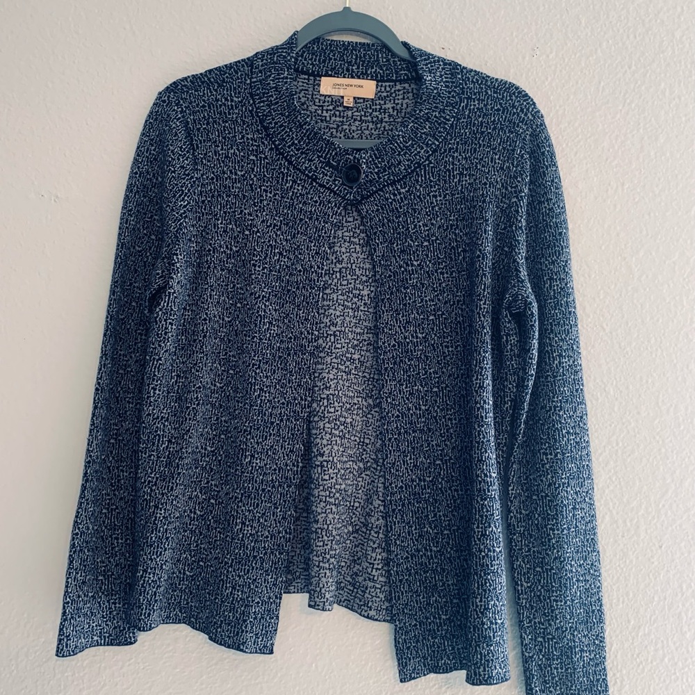 Jones New York Collection Knit Women’s Navy Blue 1 Button Cardigan.Size M SKU416